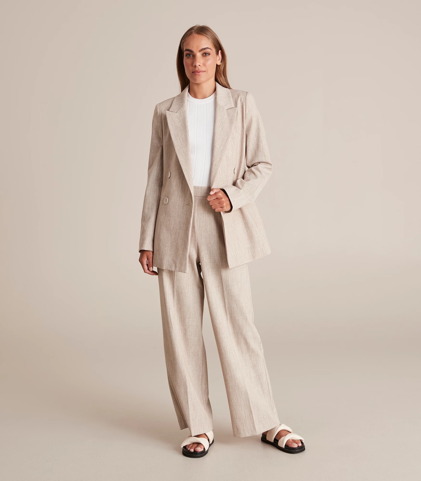 Double breasted Wide Leg Pant Suit - relaxed fit