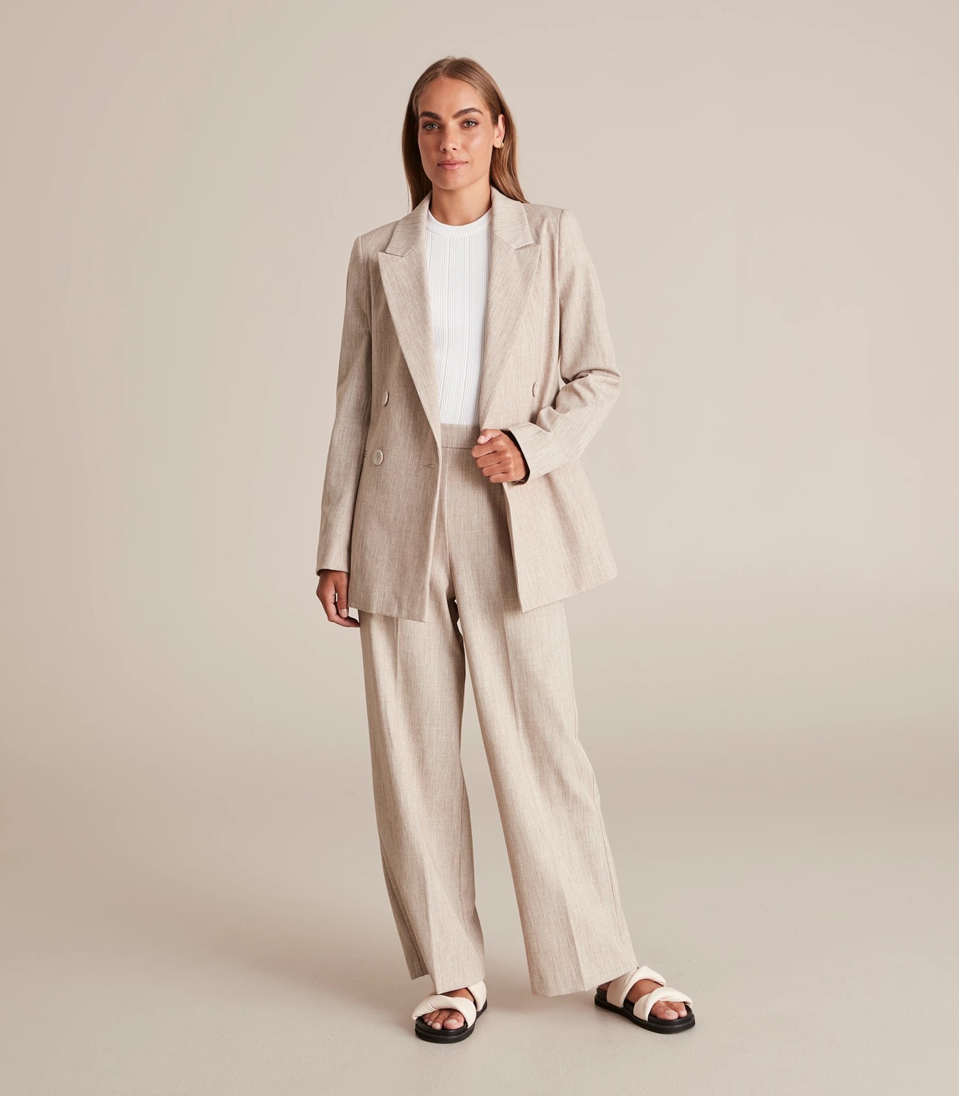 Double breasted Wide Leg Pant Suit - relaxed fit