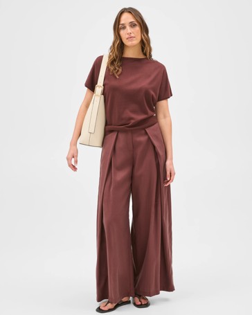 Preview Crossover Pleated Wide Leg Pants