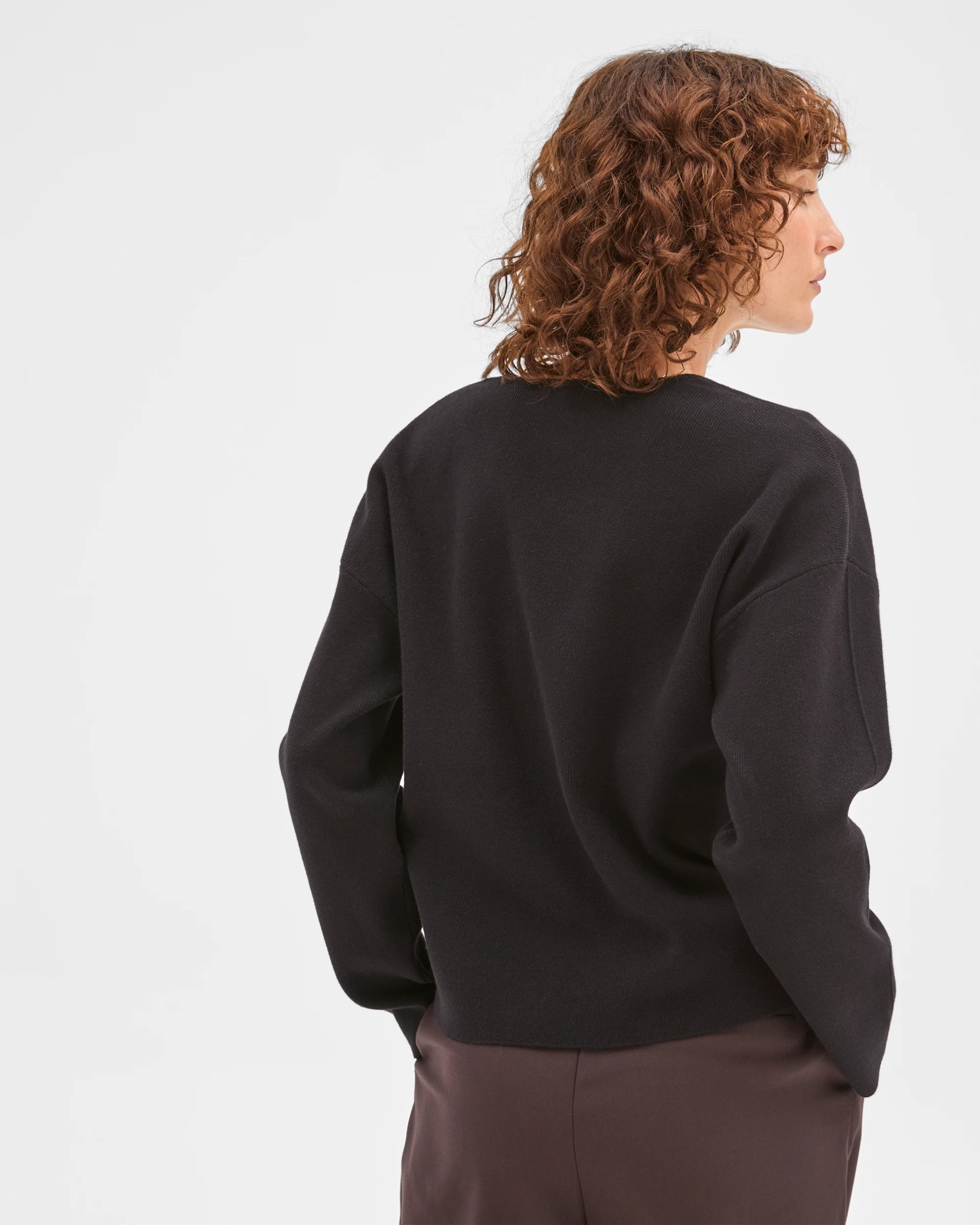 Preview Australian Cotton Blend Polished V-Neck Jumper - Black 5 of 5