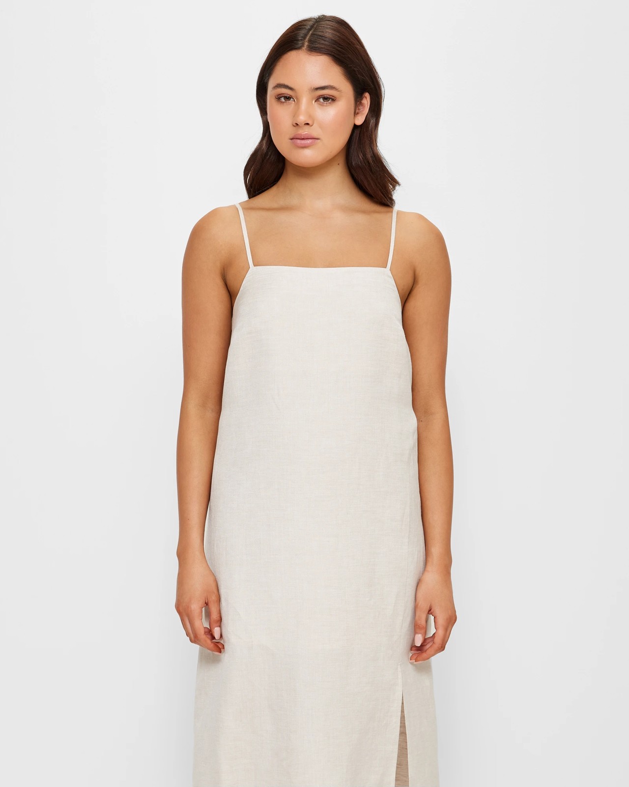 Linen Blend Split Front Midi Dress - Lily Loves 2 of 5