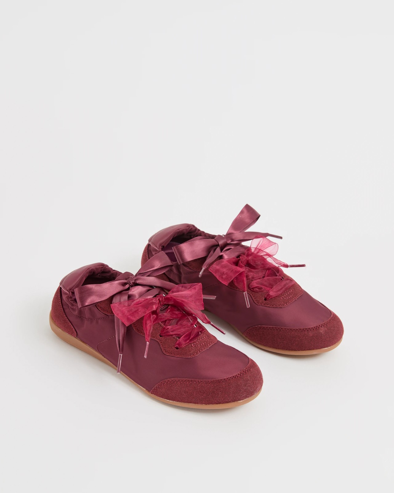 Elasticated Back Sneakerinas - Nella - Burgundy 2 of 3
