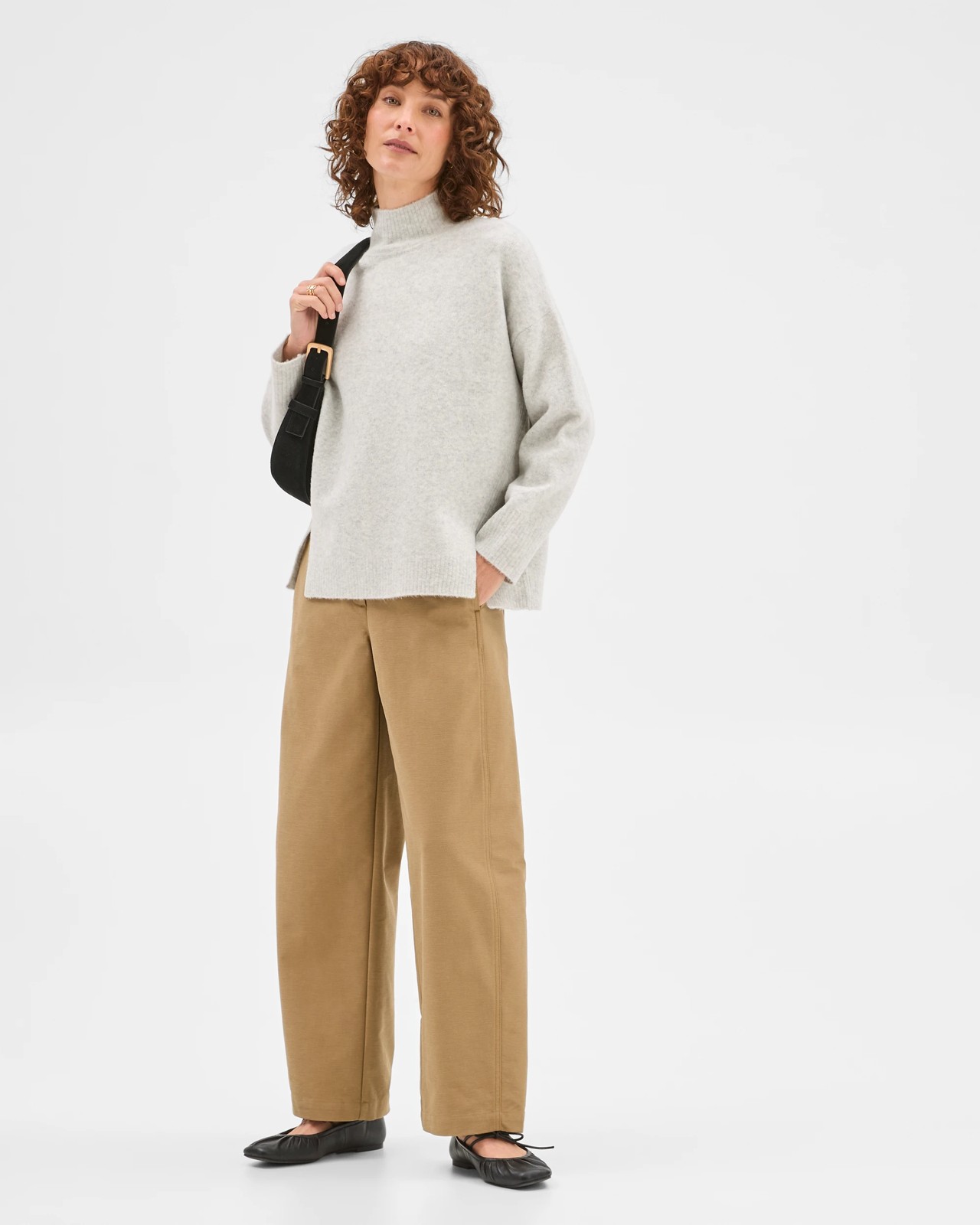 Super Soft Mock Neck Sweater - Light Grey Marle 2 of 6