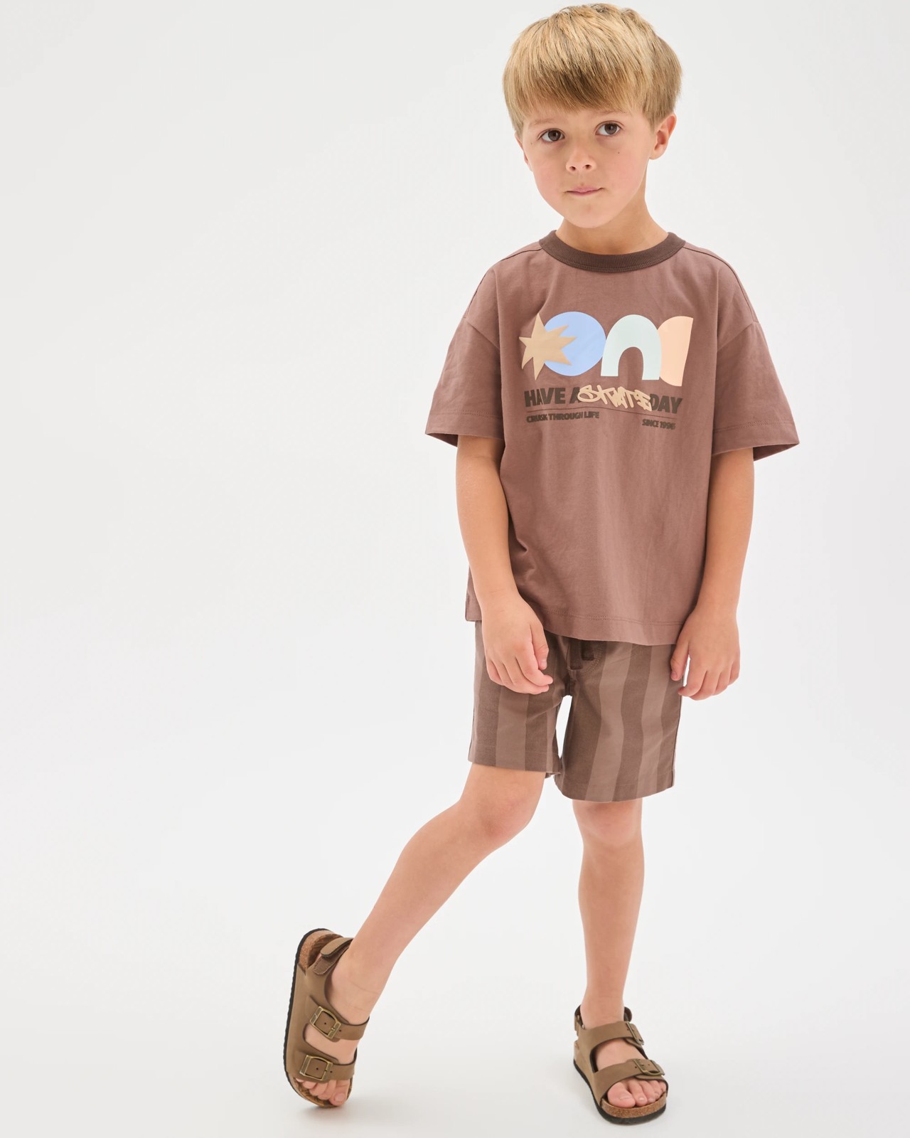 Australian Cotton T-Shirt and Shorts 2 Piece Set - Brown 2 of 5