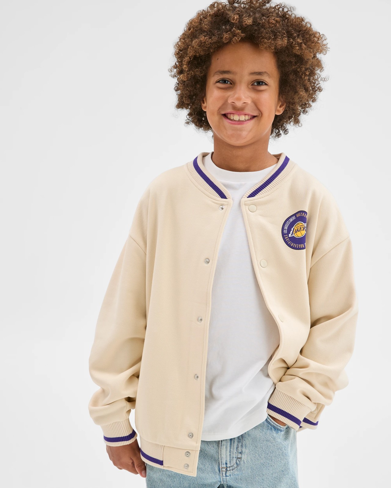 NBA Australian Cotton Blend Varsity Jacket - Neutral 3 of 5