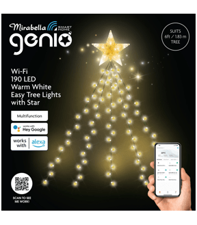 Mirabella Genio Wi-Fi 190 LED Warm White Easy Tree Lights with Star