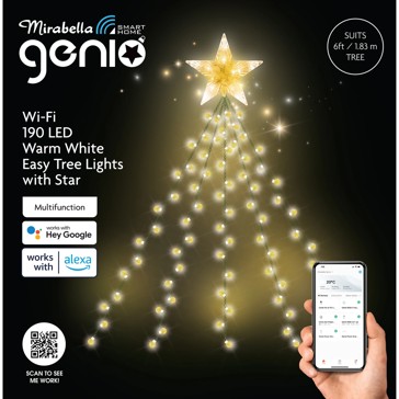 Mirabella Genio Wi-Fi 190 LED Warm White Easy Tree Lights with Star