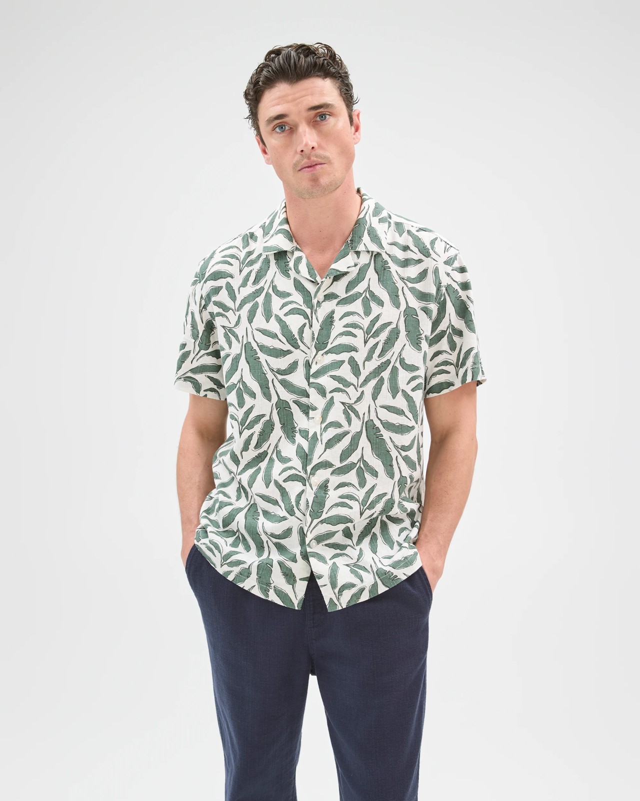 European Linen Blend Short Sleeve Textured Shirt 4 of 5