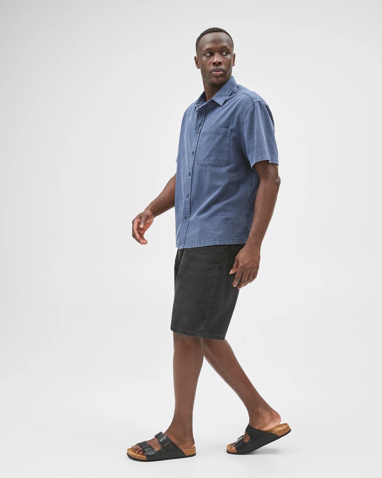 Commons Australian Cotton Plain Textured Boxy Fit Short Sleeve Shirt - Ombre Blue 2 of 5