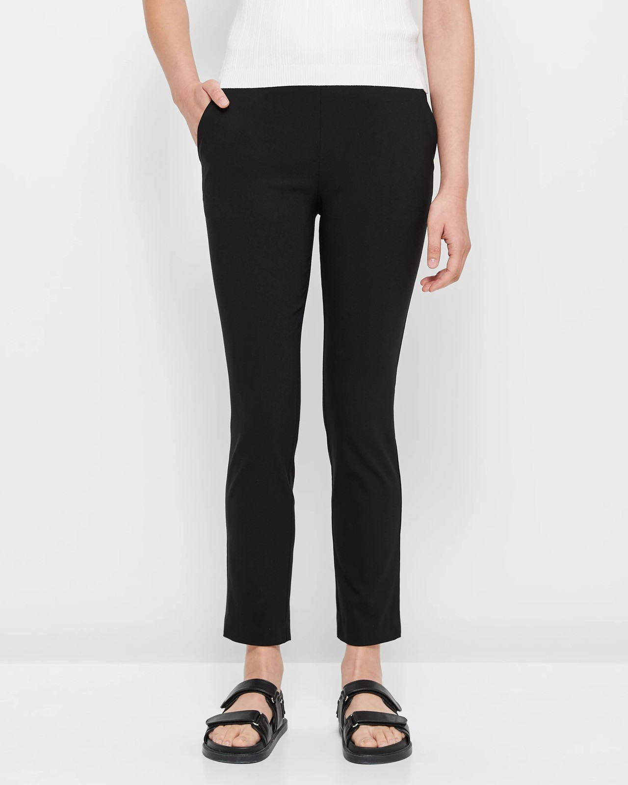 Carrie Skinny Ankle Length Bengaline Pants - Preview - Black