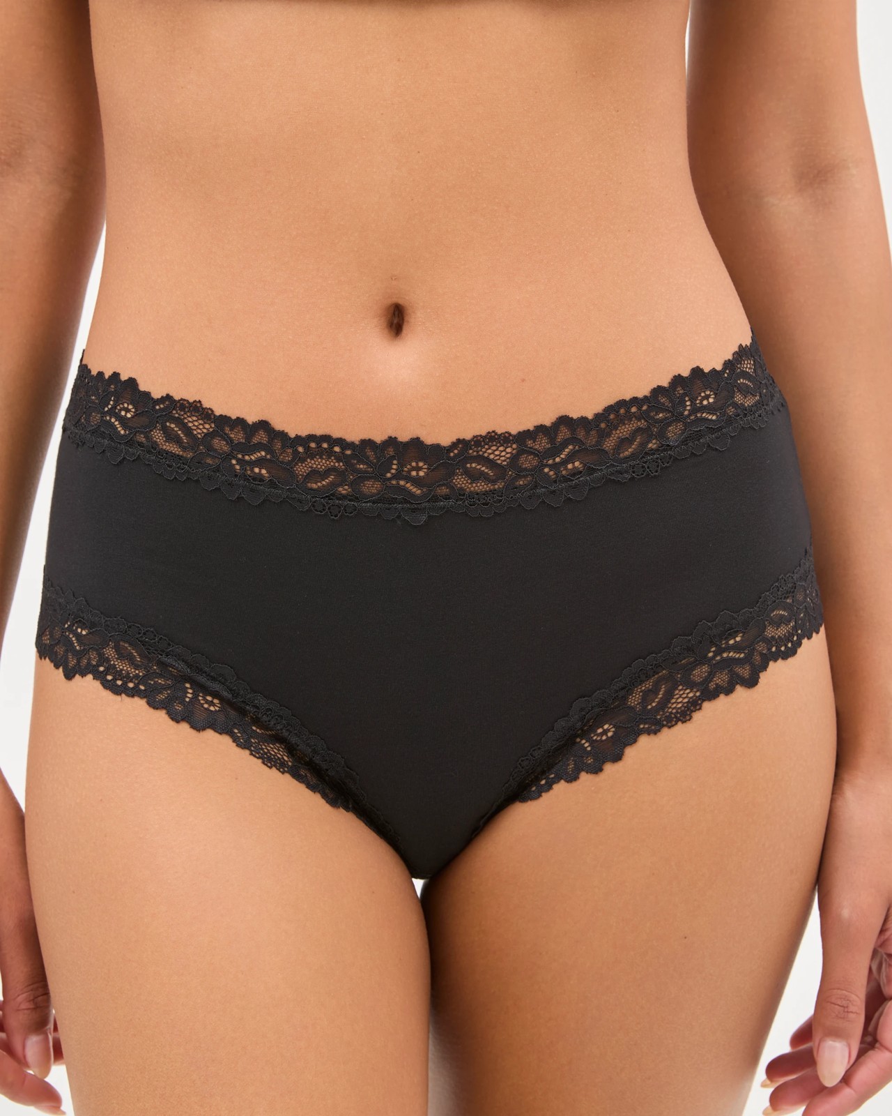 2 Pack Modal and Lace Midi Briefs - Black 5 of 6