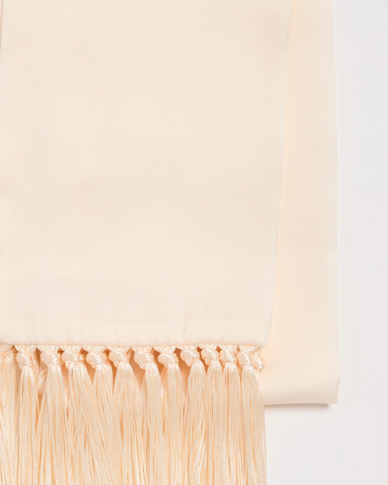 Skinny Fringe Twill Satin Scarf - Ecru 2 of 2