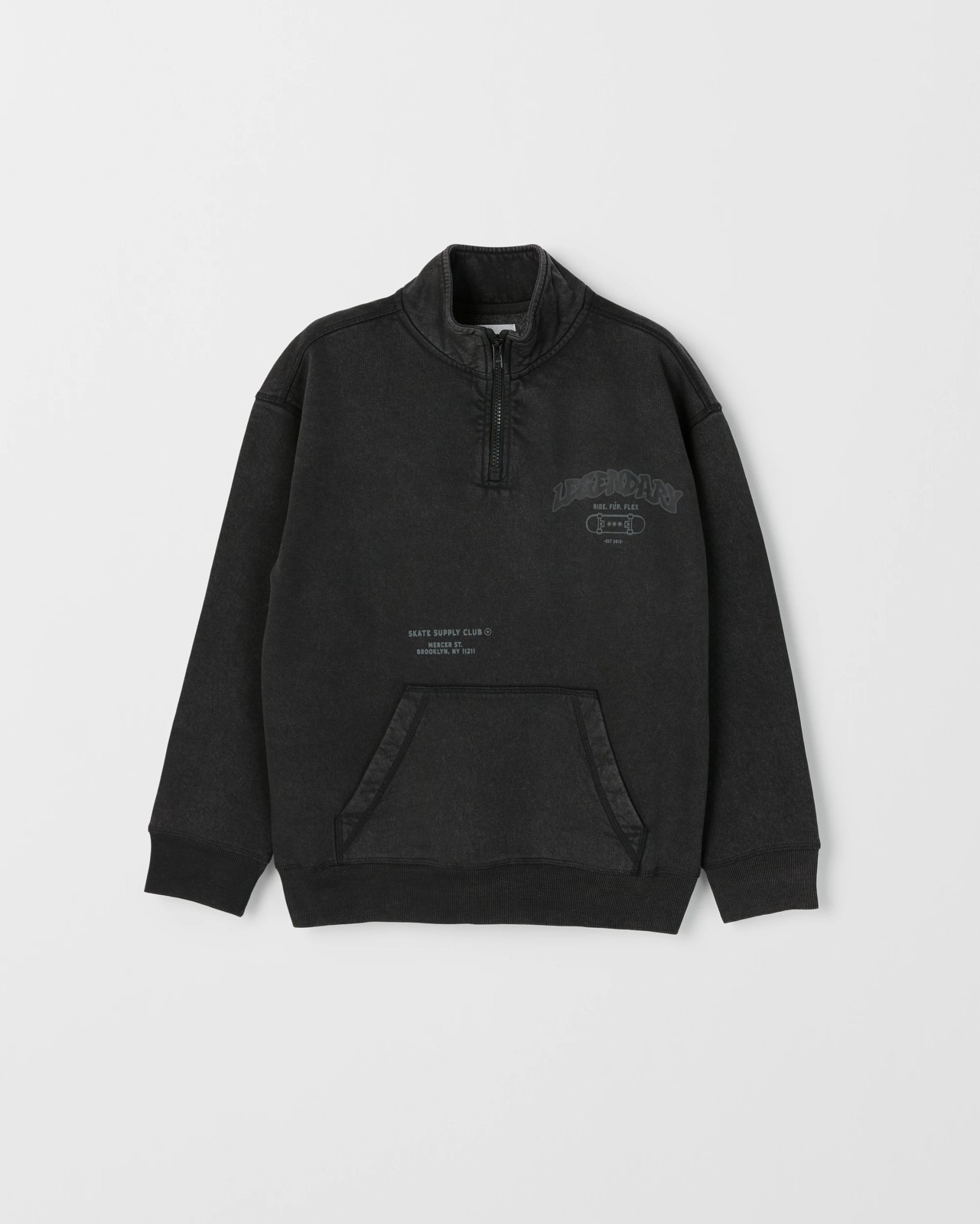 Australian Cotton Blend Quarter Zip Washed Jumper - Black 5 of 6