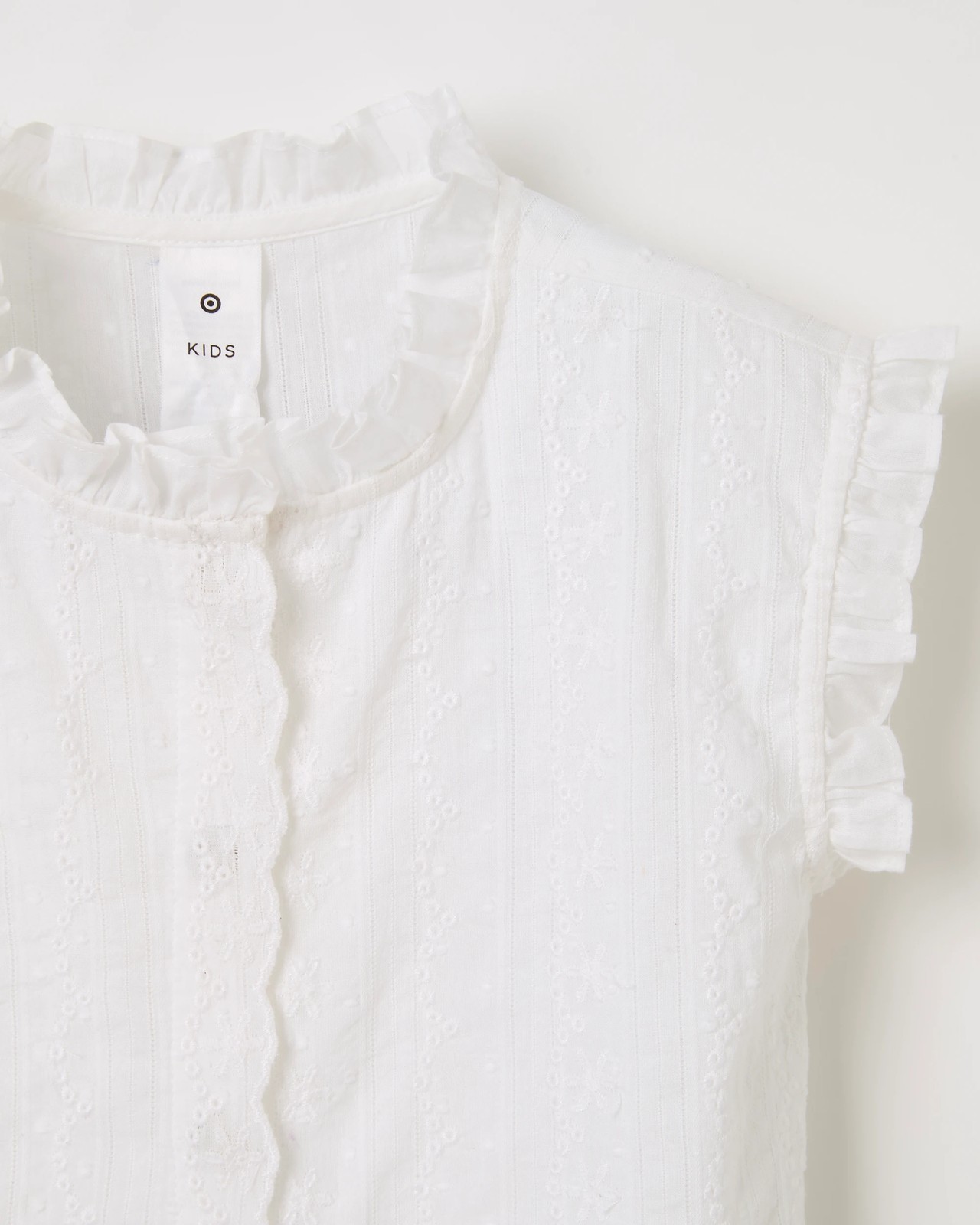 Cotton Sleeveless Woven Broderie Shirt - white broderie 6 of 6