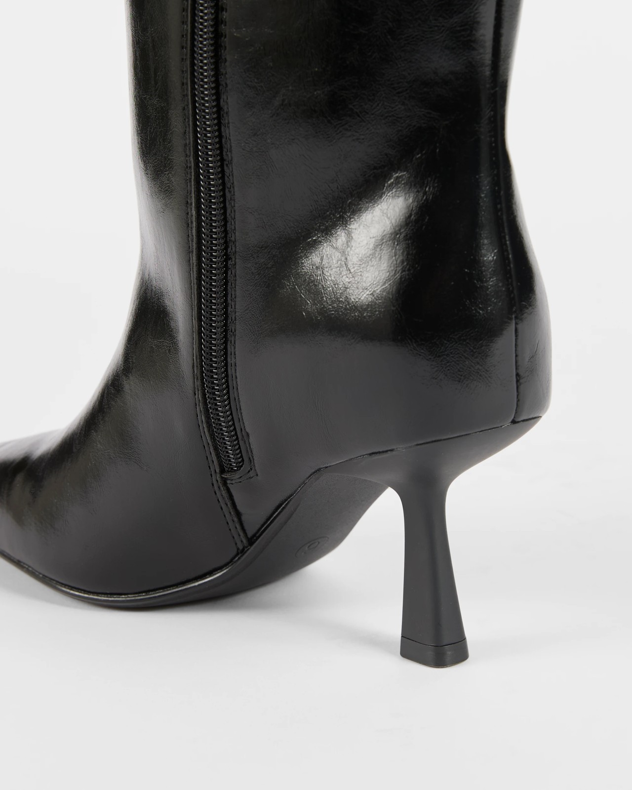 High Heel Long Boots - Scarlet - Straight Black Patent 3 of 3