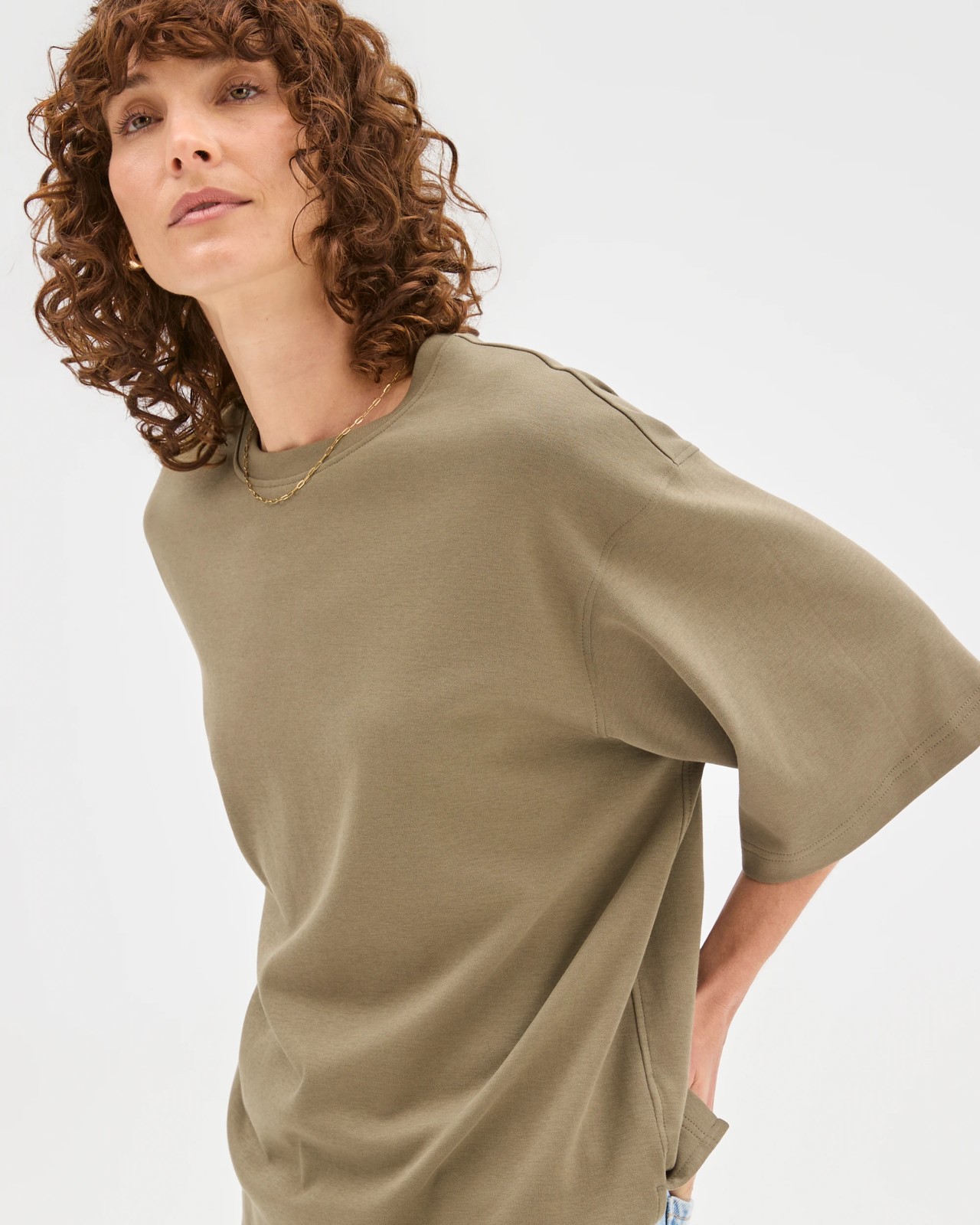 Australian Cotton Heavyweight Boxy T-Shirt - Dusty Olive 5 of 5
