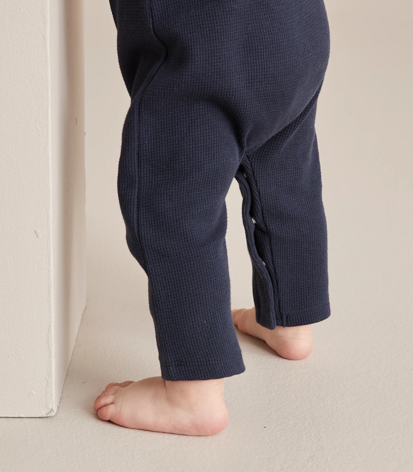 Baby Organic Cotton Henley Waffle Romper 6 of 6