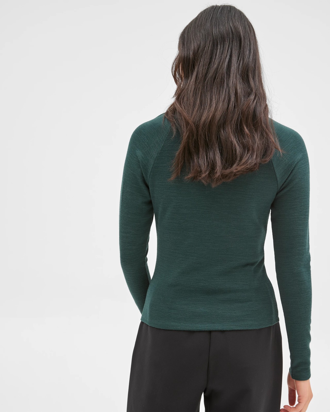 Preview Long Sleeve High Neck Drape Top - Mid Jade 6 of 6