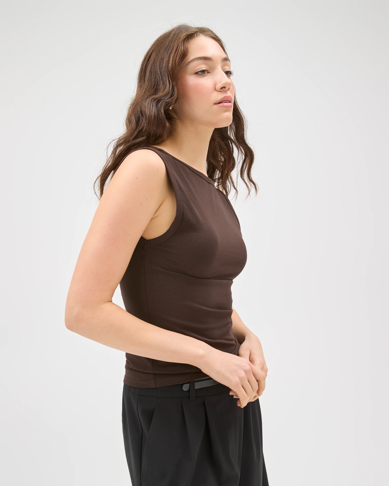 Lily Loves Australian Cotton Blend Scoop Back Tank Top - Truffle 4 of 5