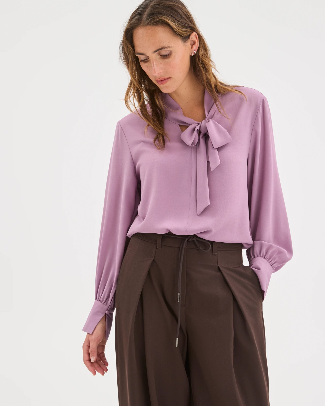 Preview Long Sleeve Tie Neck Blouse 3 of 5