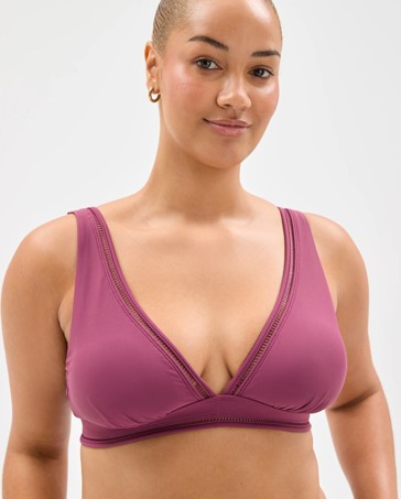 Shape Your Body Resort Ladder Trim V Neck Matte Micro Swim Bikini Top
