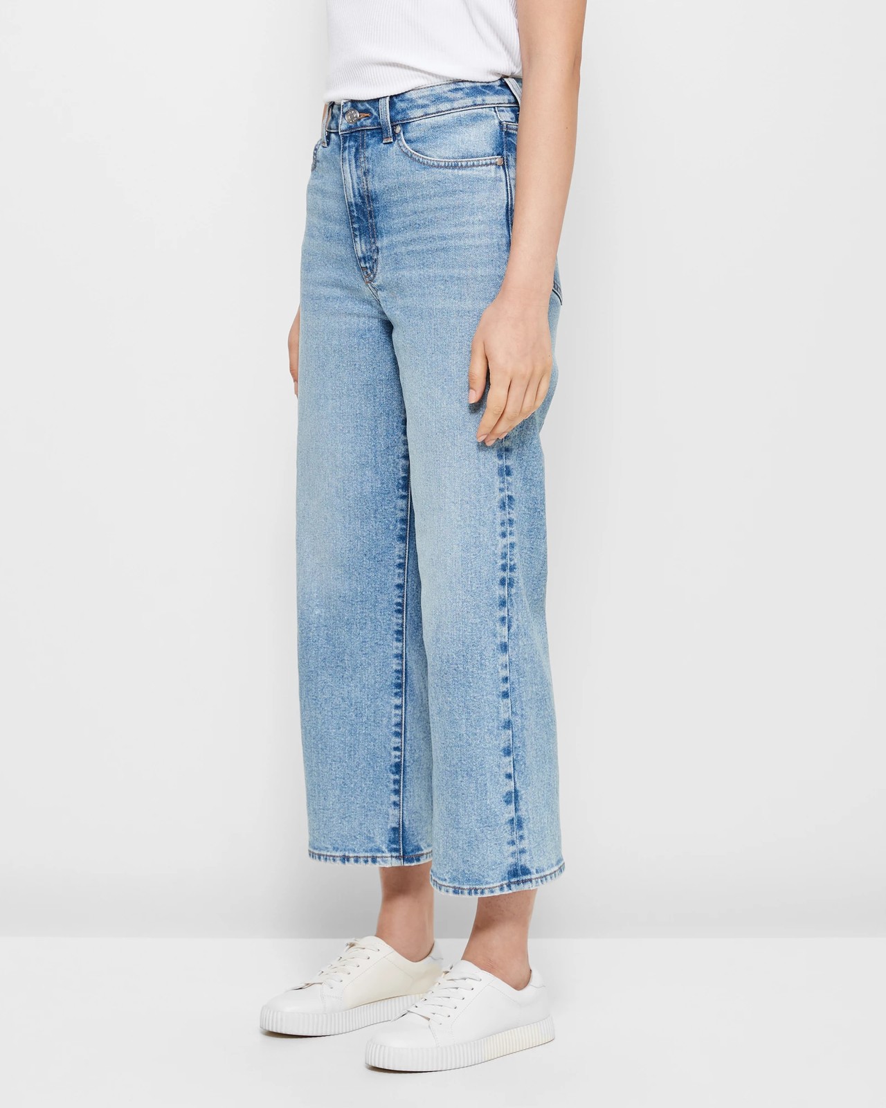 High Rise Crop Length Wide Leg Denim Jeans | Target Australia