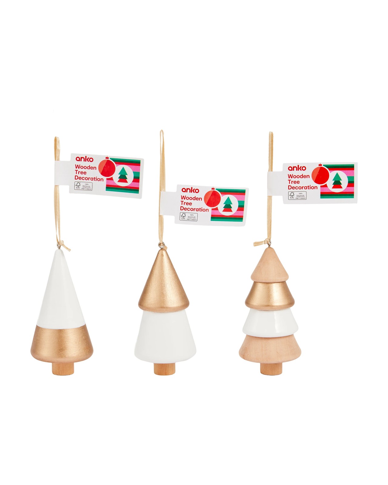 Anko Wooden Tree Decoration - Assorted 3 of 5
