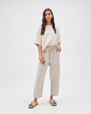 European Linen Tapered Pants