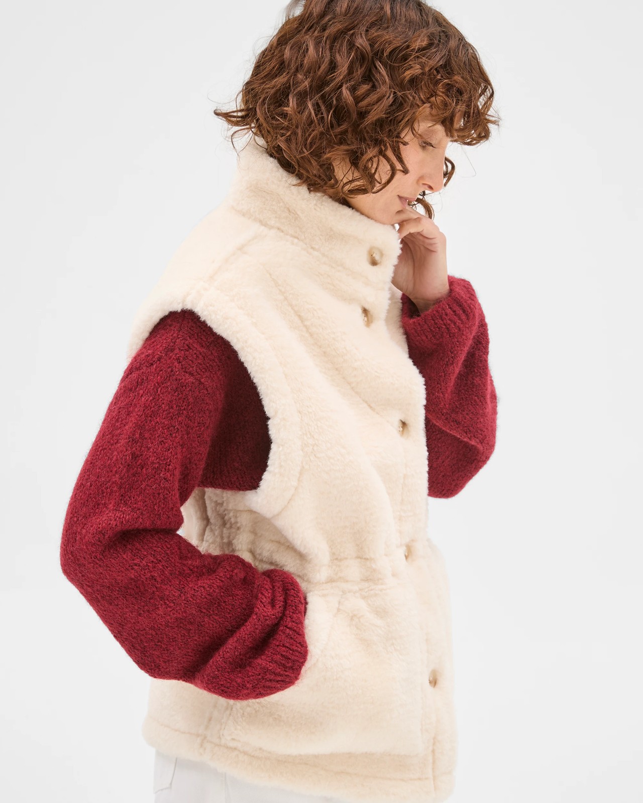 Sleeveless Shearling Vest 4 of 6