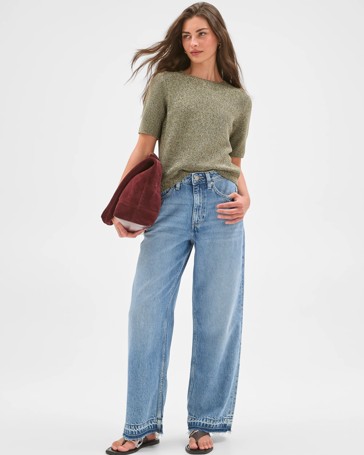 Petites Australian Cotton Blend Ottoman Twist Knit Top