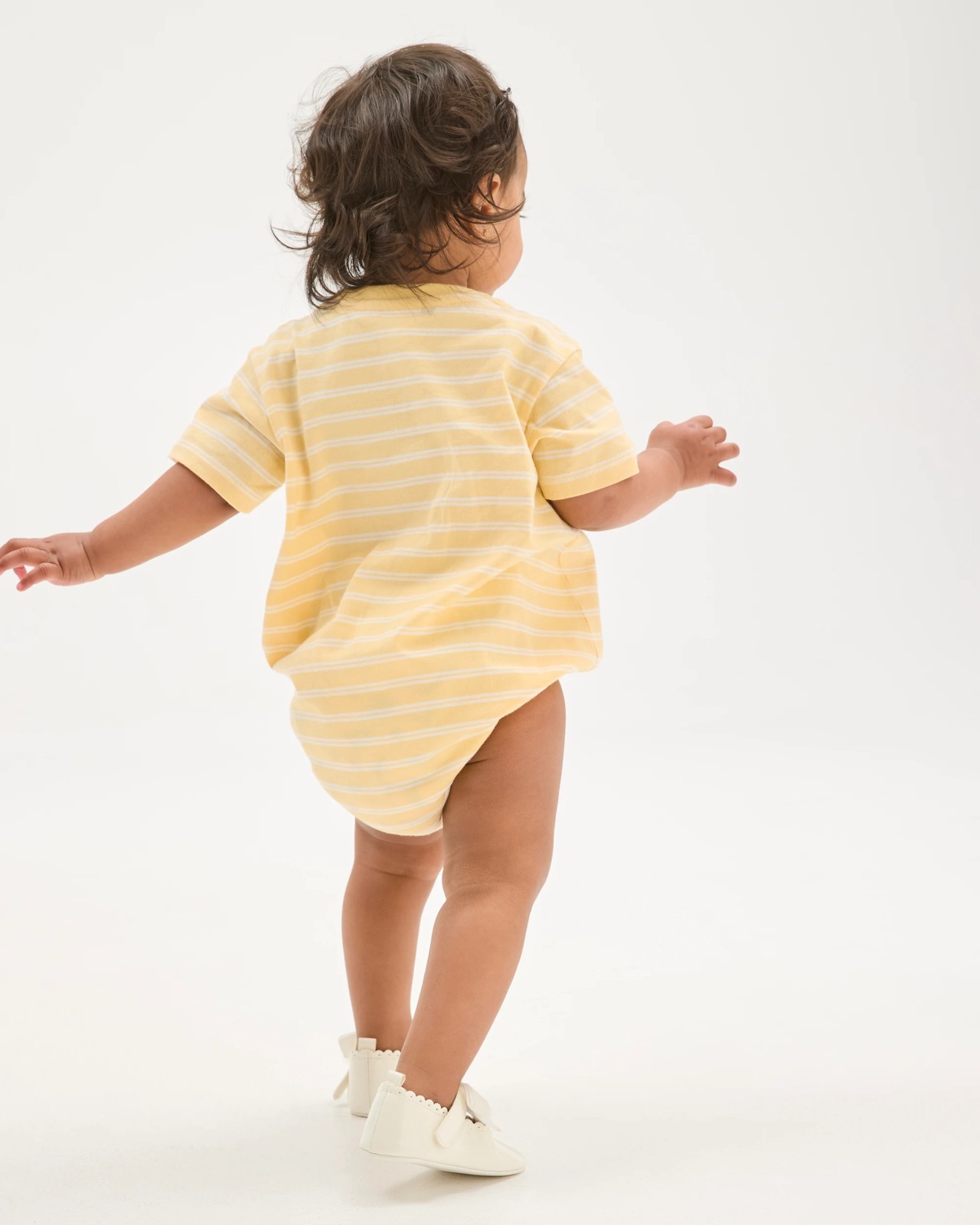 Baby Organic Cotton Short Sleeve Bubble Bodysuit - Sunshine Yellow 3 of 5