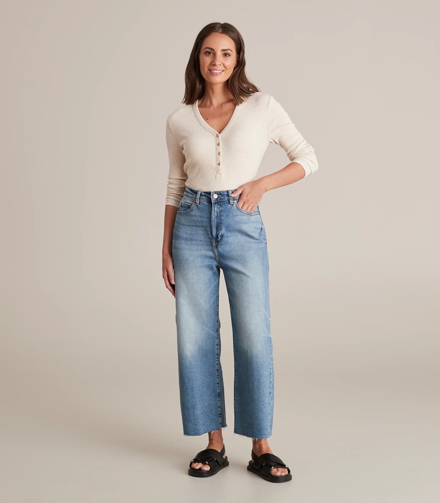 Organic Cotton Rib Henley Top 2 of 6