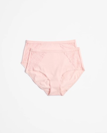 2 Pack Australian Cotton and Lace Full Briefs