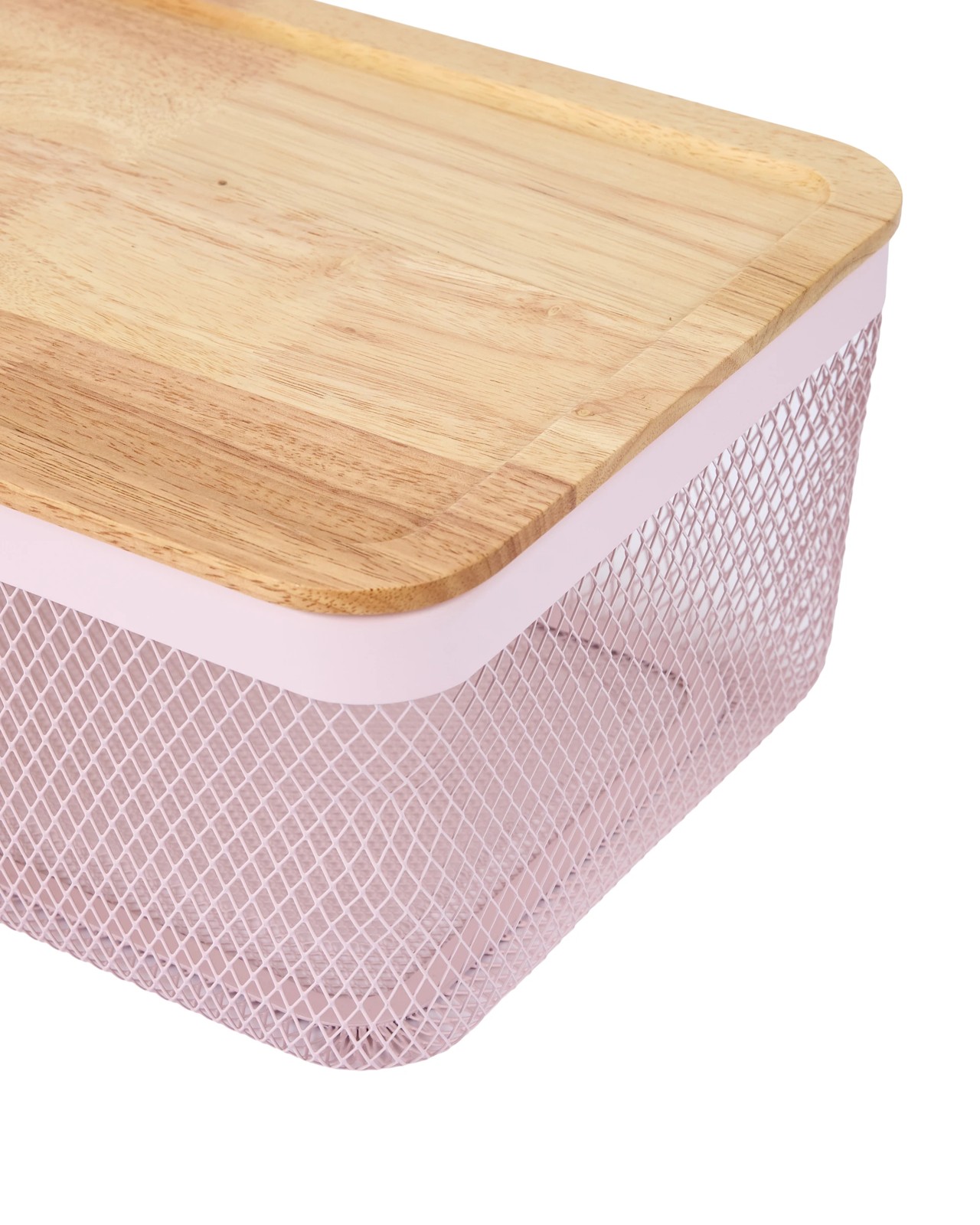 Anko Large Basket with Wooden Lid - Pink 4 of 6