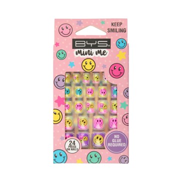 BYS Mini Me 24 Pack Press on Nails - Keep Smiling, Square Shape