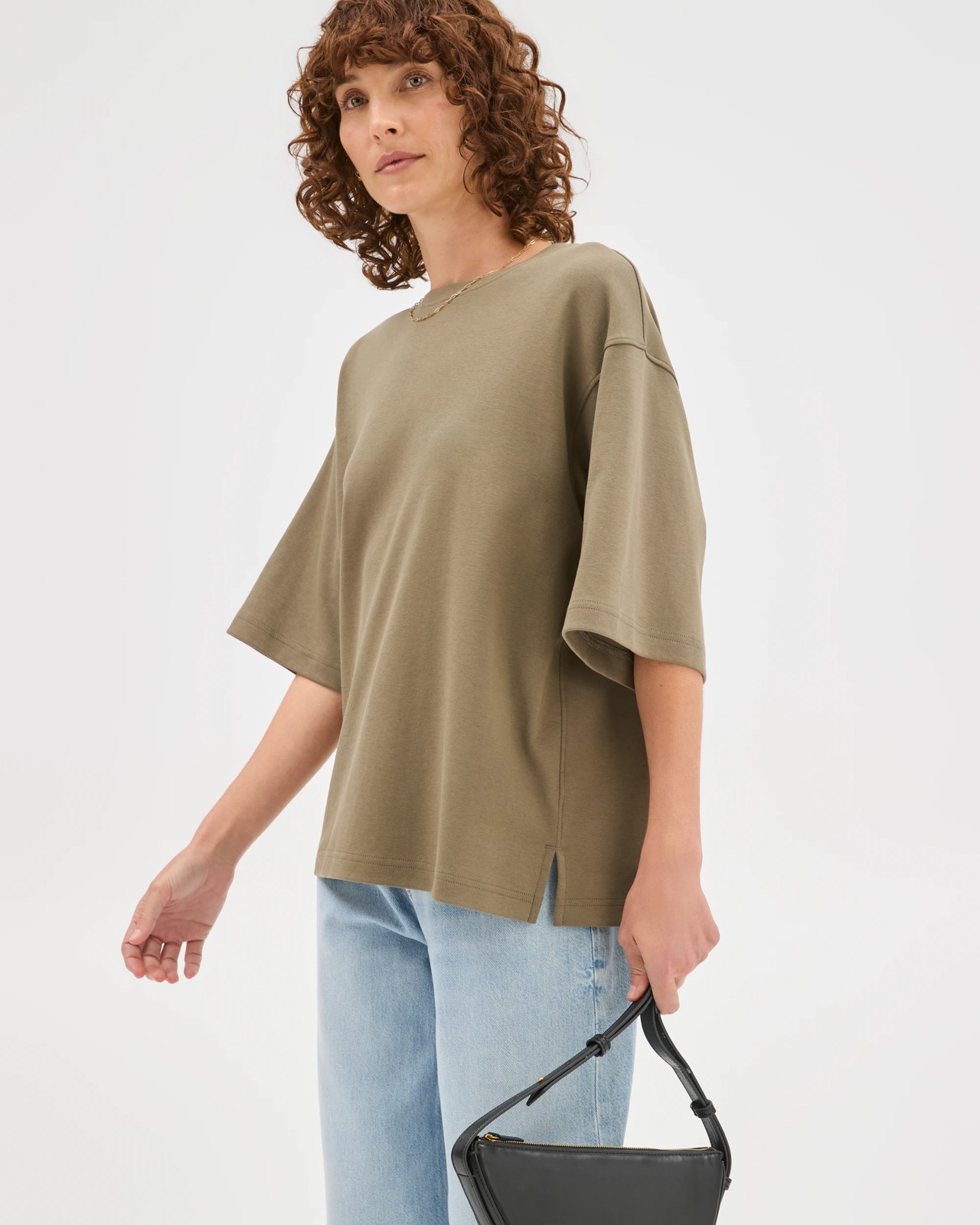 Australian Cotton Heavyweight Boxy T-Shirt - Dusty Olive 4 of 5