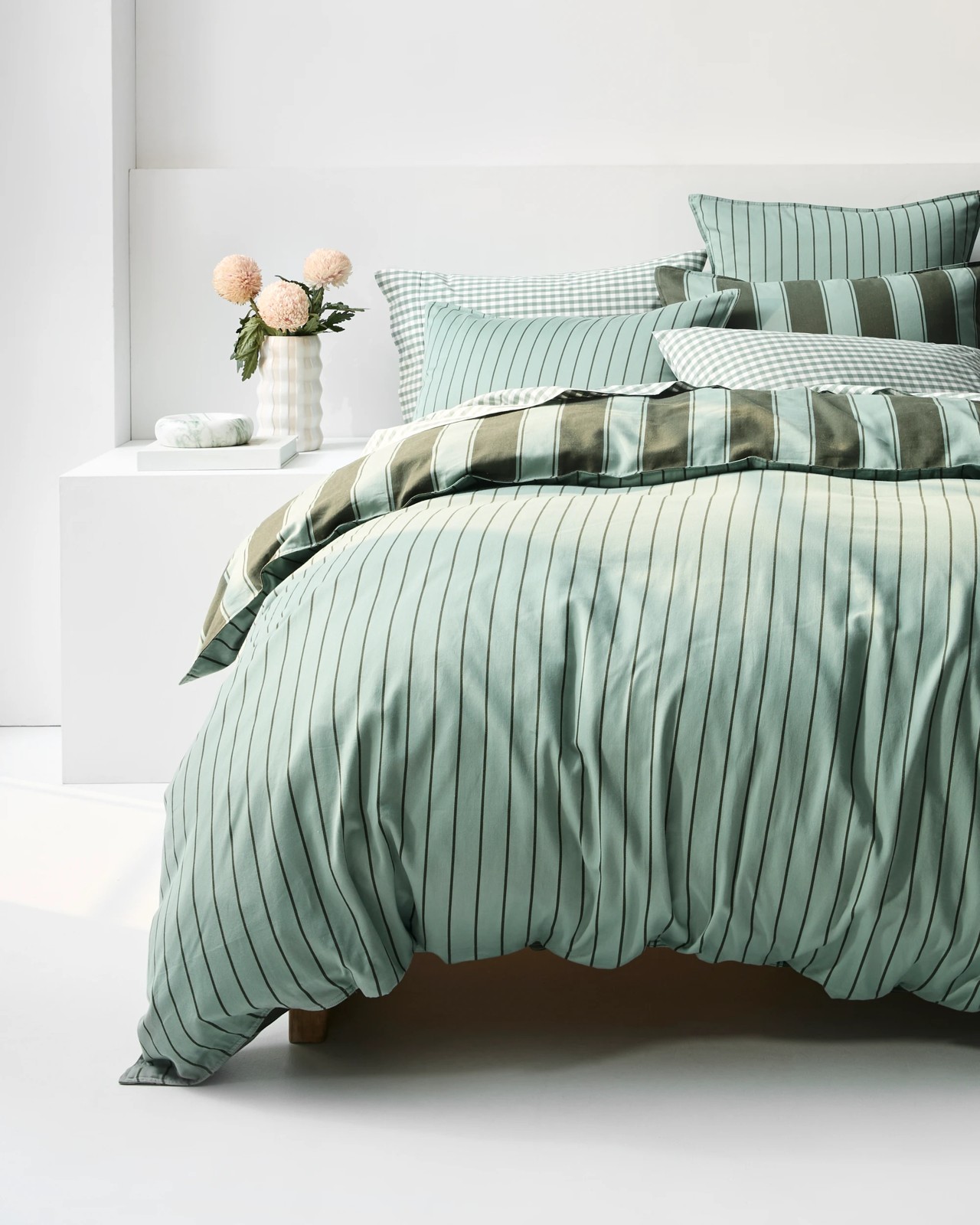 Rayne Stripe Stonewash Quilt Cover Set - Moss Green 4 of 6