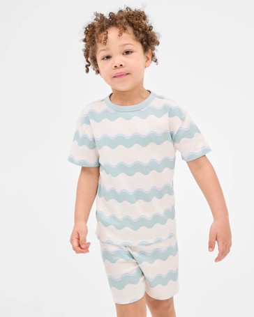 Australian Cotton Blend Younger Boys Rib Short Pyjama Set