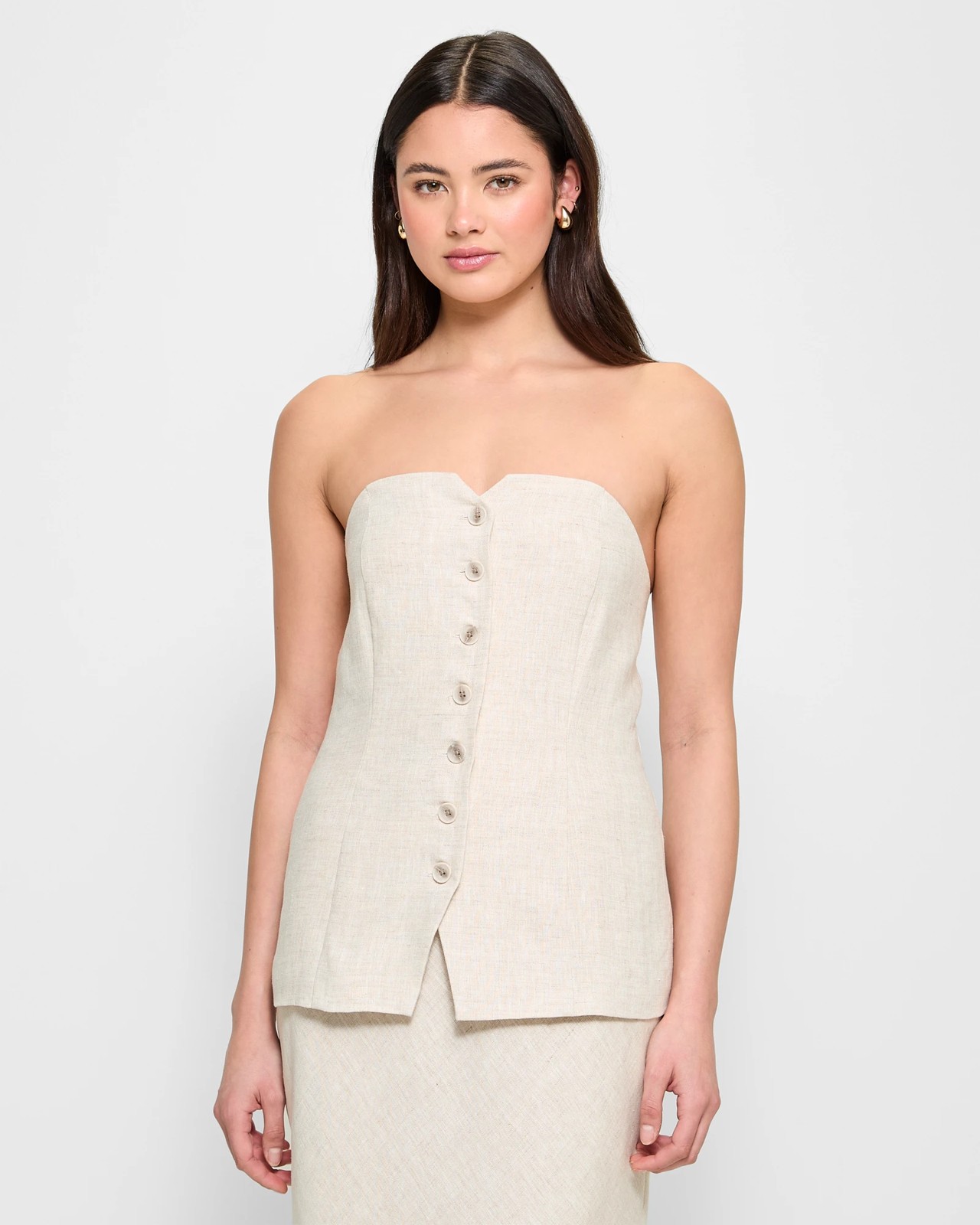 European Linen Button Front Corset Top - Lily Loves 6 of 6