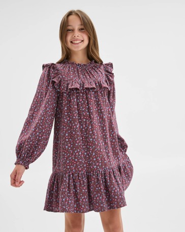 Long Balloon Sleeve Woven Dress