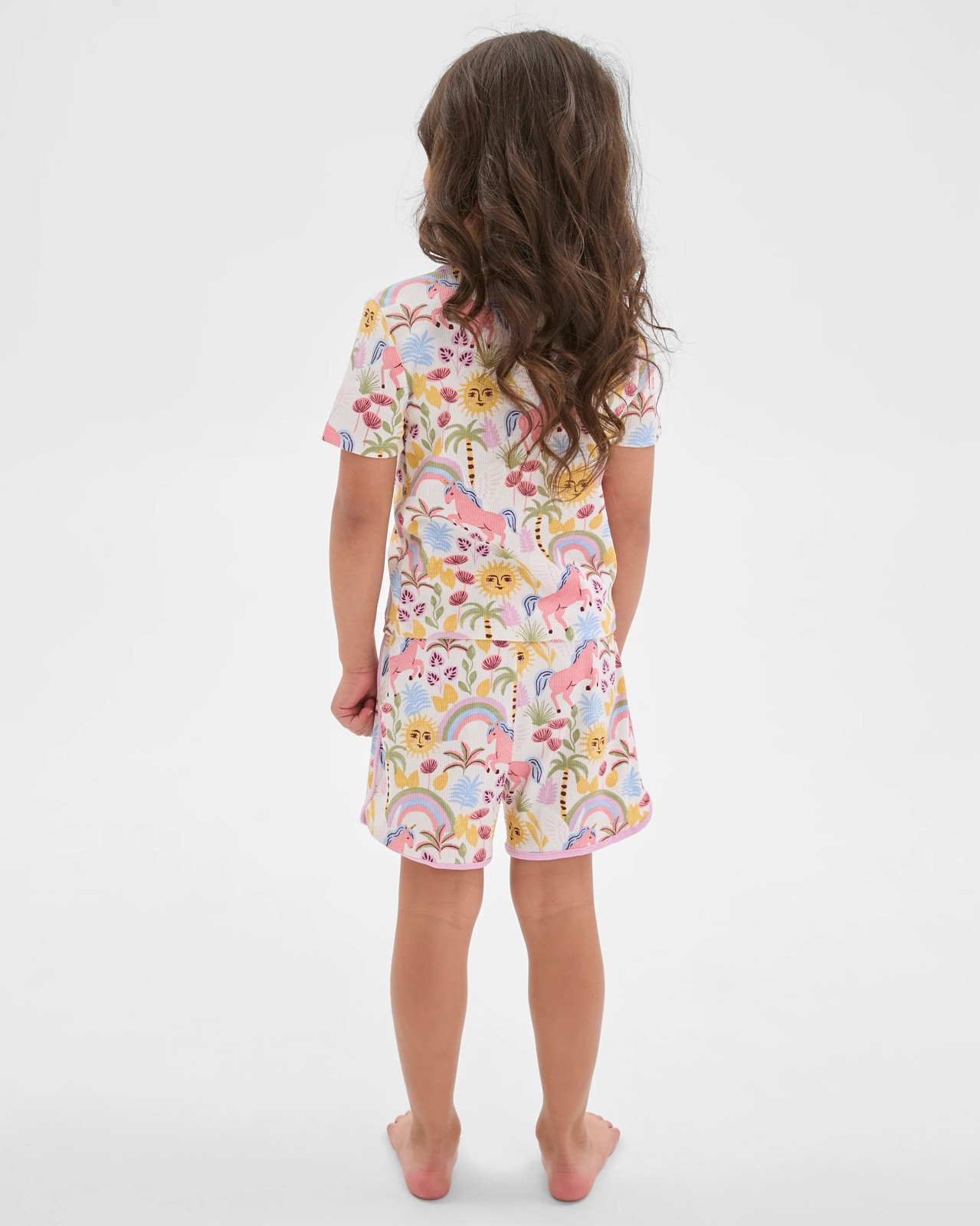Australian Cotton Top and Dolphin Hem Shorts Pyjama Set - Unicorn 4 of 5