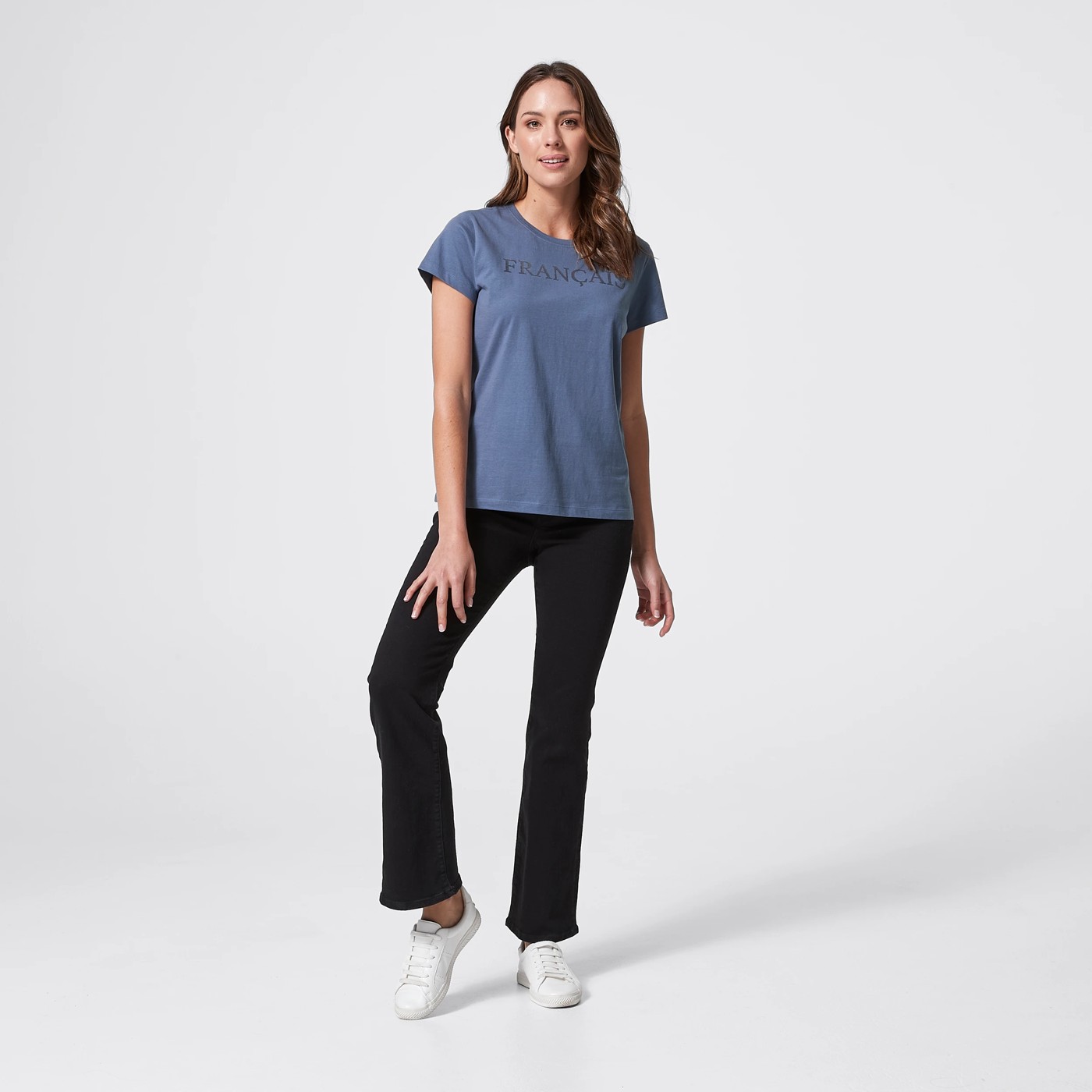 Printed Organic Cotton T-Shirt - Denim Blue Francais 5 of 5
