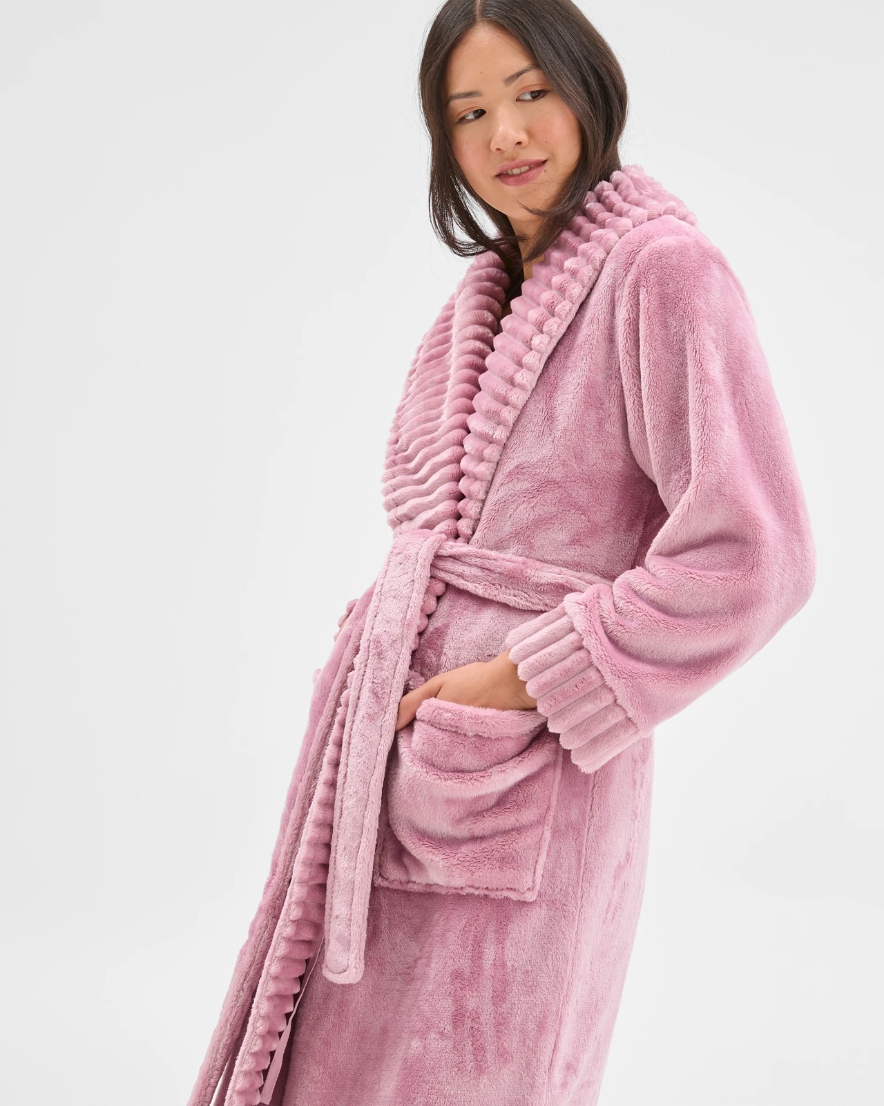 Jacquard Stripe Sleep Robe - Pink 4 of 6