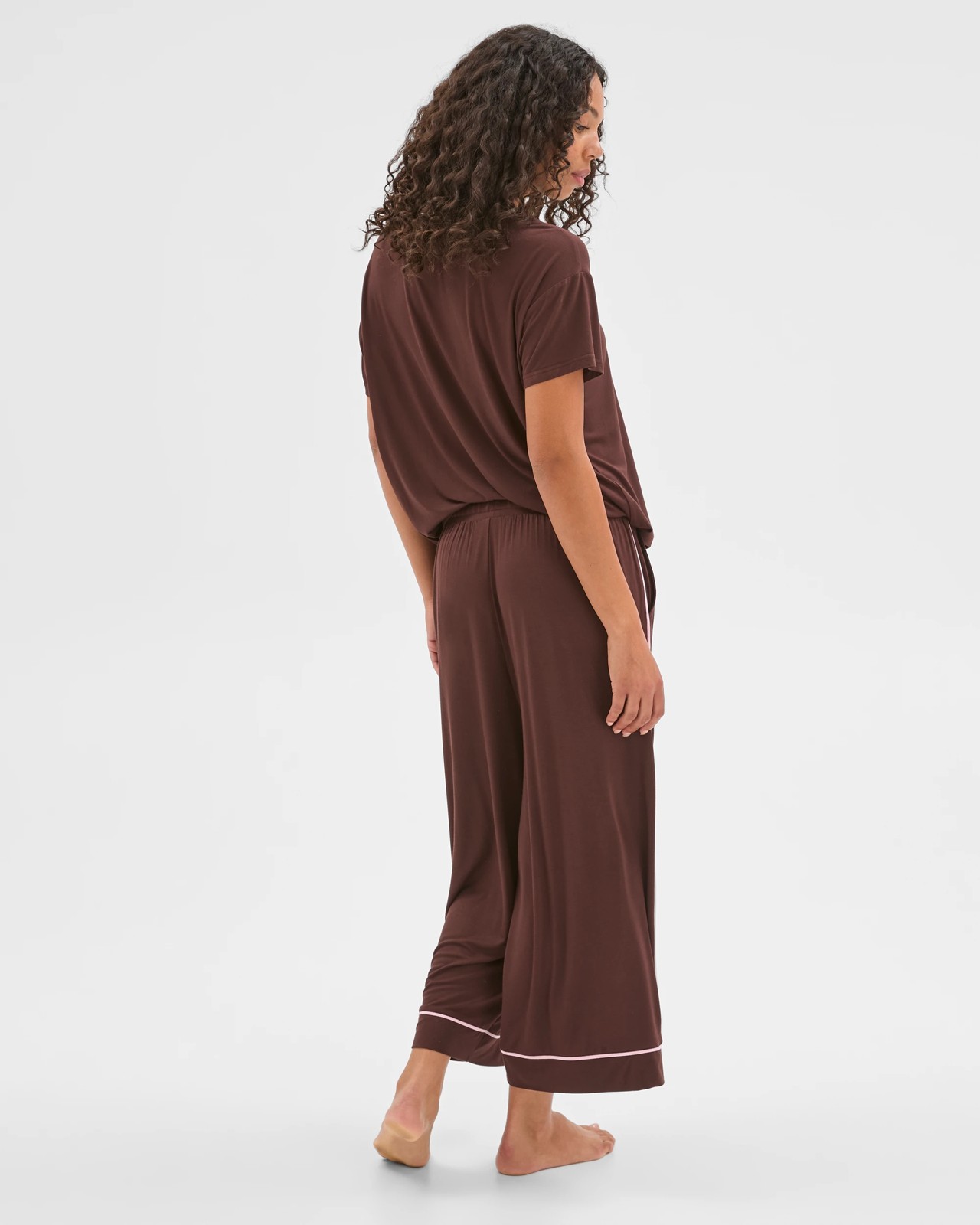 Soft Comfort Bamboo Culotte Sleep Pants - Chocolate 6 of 6