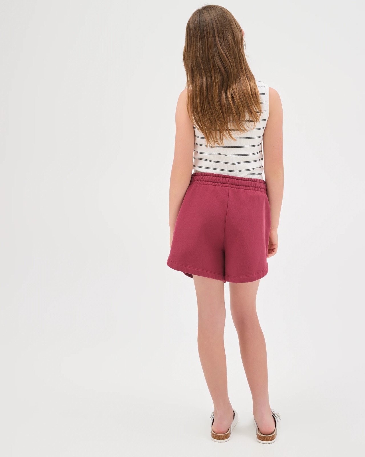 Australian Cotton Blend Curved Hem Fleece Shorts - Burgundy 4 of 6
