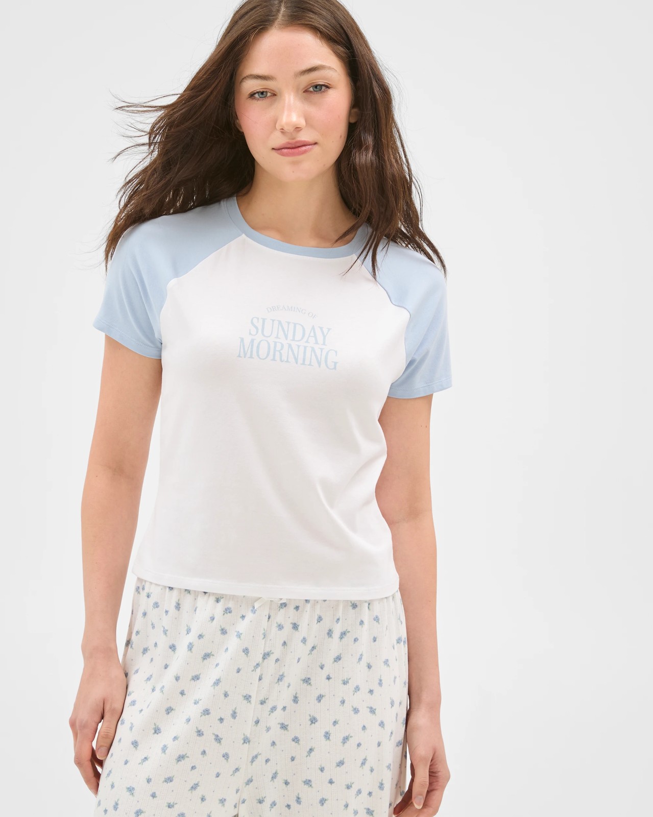 Lily Loves Australian Cotton Raglan Baby Sleep T-Shirt - Sunday Morning Blue 5 of 5