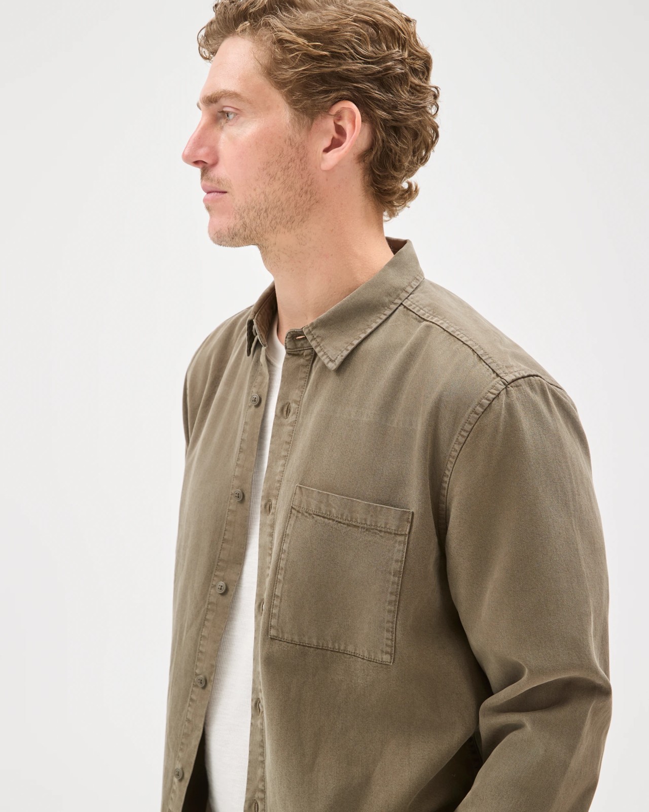 Long Sleeve Washed Shirt - Grape Leaf 5 of 6