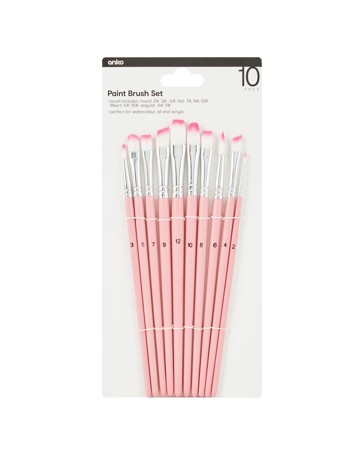 Anko 10 Pack Paint Brush Set - Pink