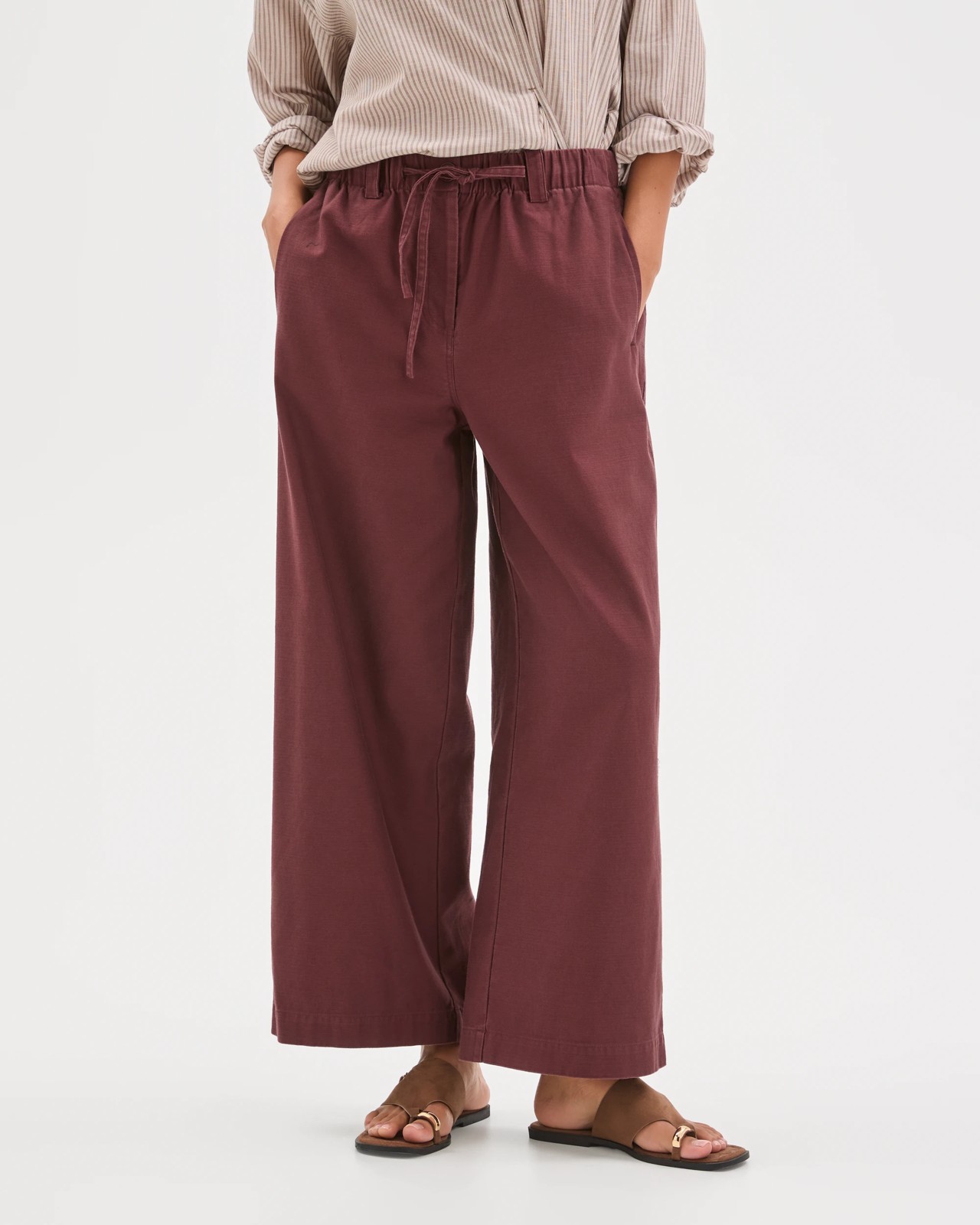 Australian Cotton Textured Cotton Pants - Chocolate Plum 3 of 6