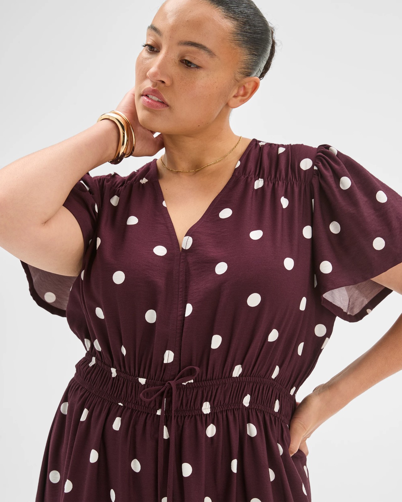 Plus Size Shirred Waist Midi Dress 3 of 5